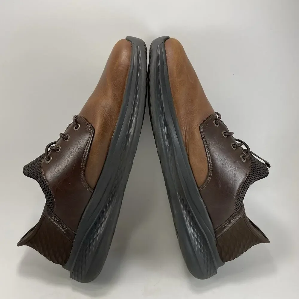 Skechers Harper Forde Casual Oxford Brown Leather Mens Size 11.5 Slip On/Slip In